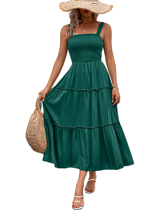 Shirred sundress in a bright colourway