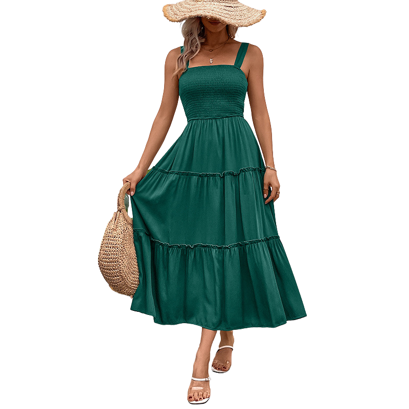 Shirred sundress in a bright colourway