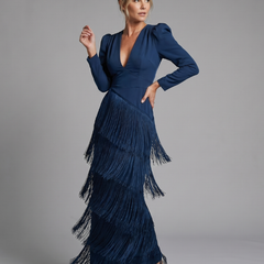 Samara Long Sleeve Soft Fringe Skirt Midi Dress