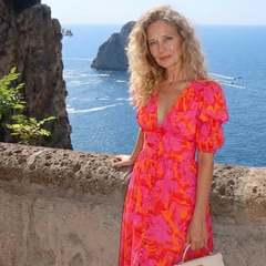 Naomi Floral V Neck Puff Sleeve Midi Dress