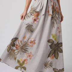 Meadow Draped Halter Botanical Panel Maxi Dress