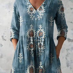 Everly long blouse floral print colourway, front view