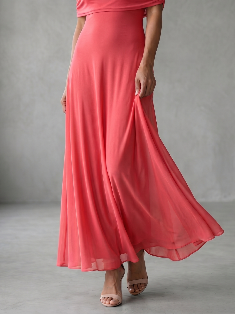 June Off Shoulder Draped Midi Dress