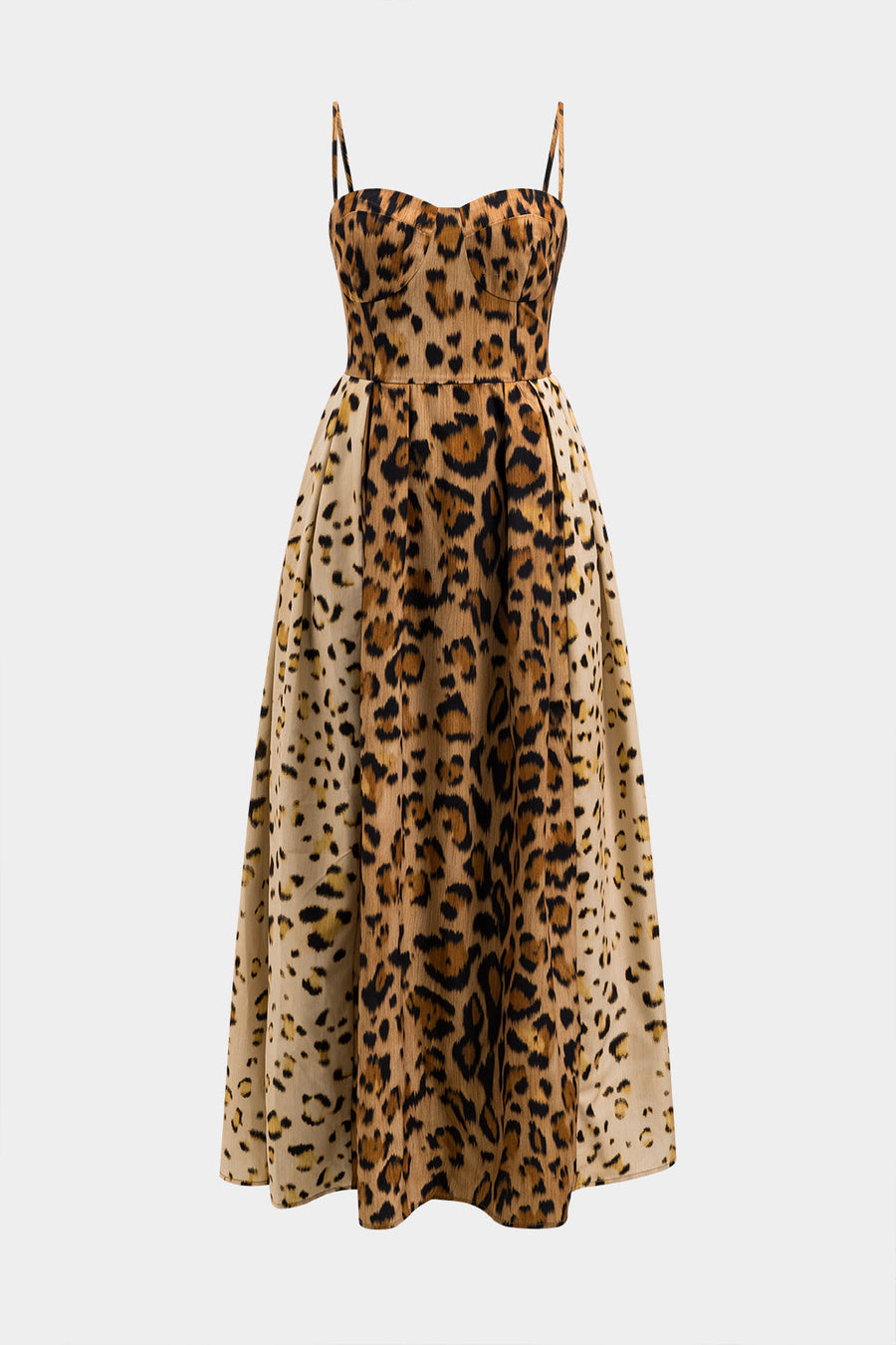 Bianca leopard print midi dress front view