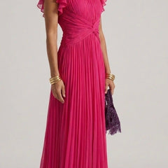 Rory Pleated Evening Dress | Elegant Pleated Formal Occasion Dress