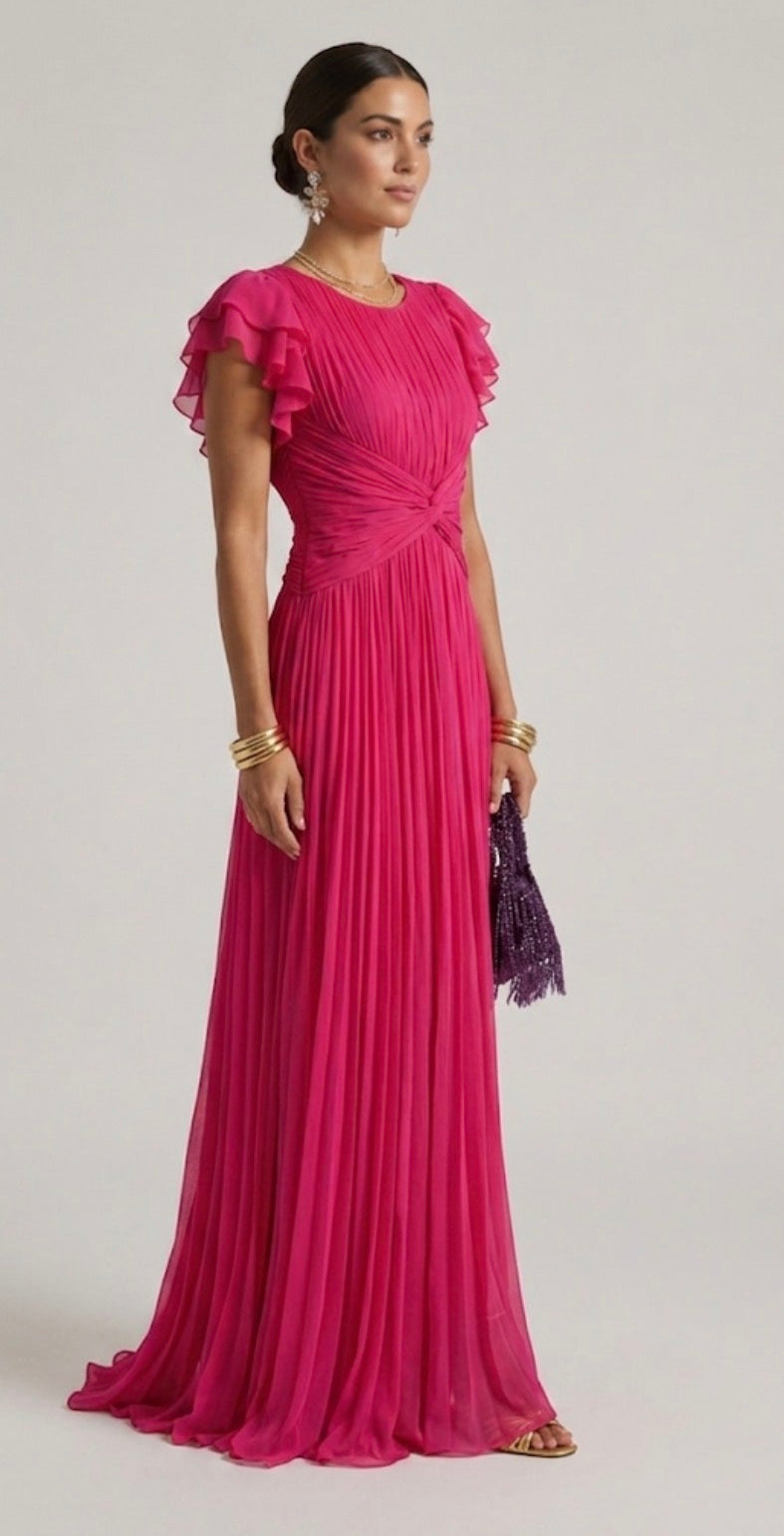 Rory Pleated Evening Dress | Elegant Pleated Formal Occasion Dress