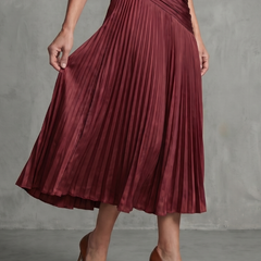 Theodora Pleated Waistline Stripe Midi Dress