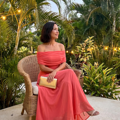 June Off Shoulder Draped Midi Dress