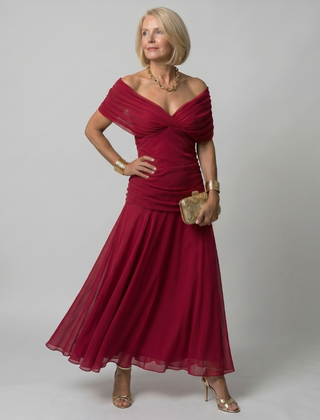 Calen Off Shoulder Flow Midi Dress