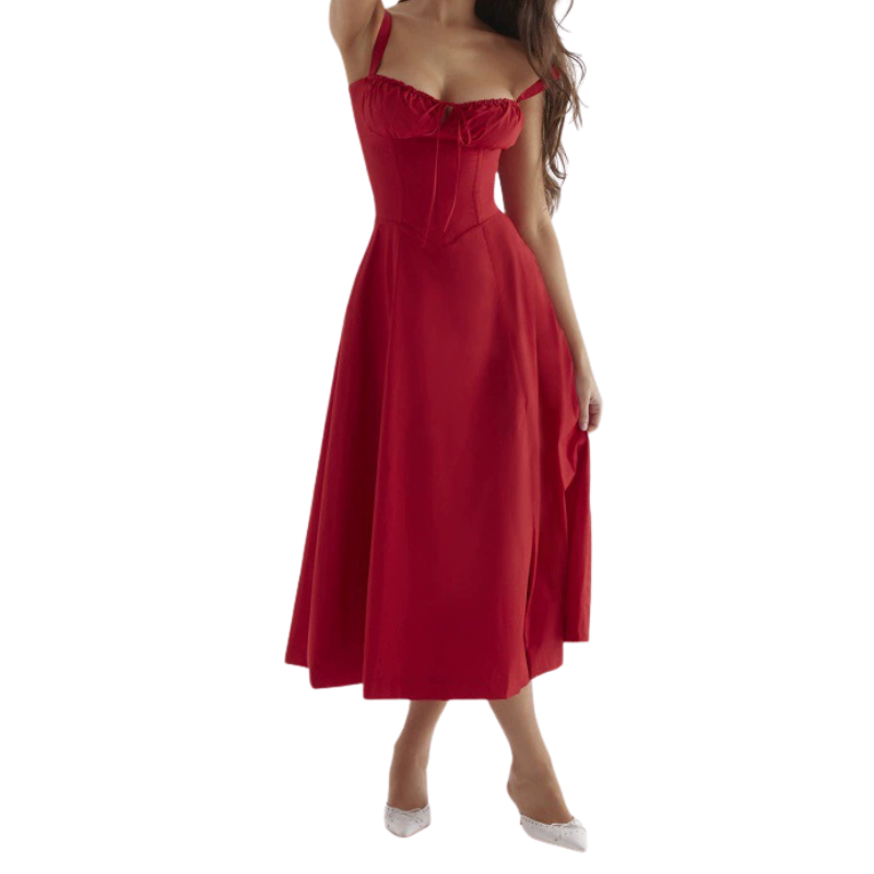 Corset midi dress in a solid colourway