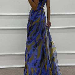 Felicity Vibrant Draped Maxi Dress with Side Slit