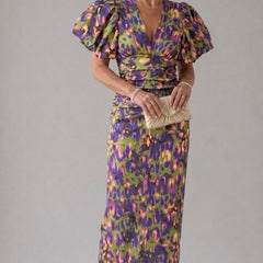 Ursula Vivid Pleated Midi Dress