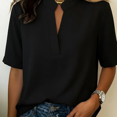 Nadia short sleeve relaxed fit shirt in black