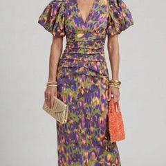Ursula Vivid Pleated Midi Dress
