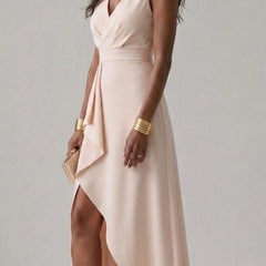 Mandy Midi Wrap Dress With V-Neck, Elegant Wrap Dress