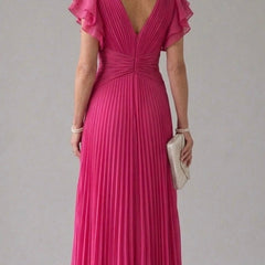 Rory Pleated Evening Dress | Elegant Pleated Formal Occasion Dress
