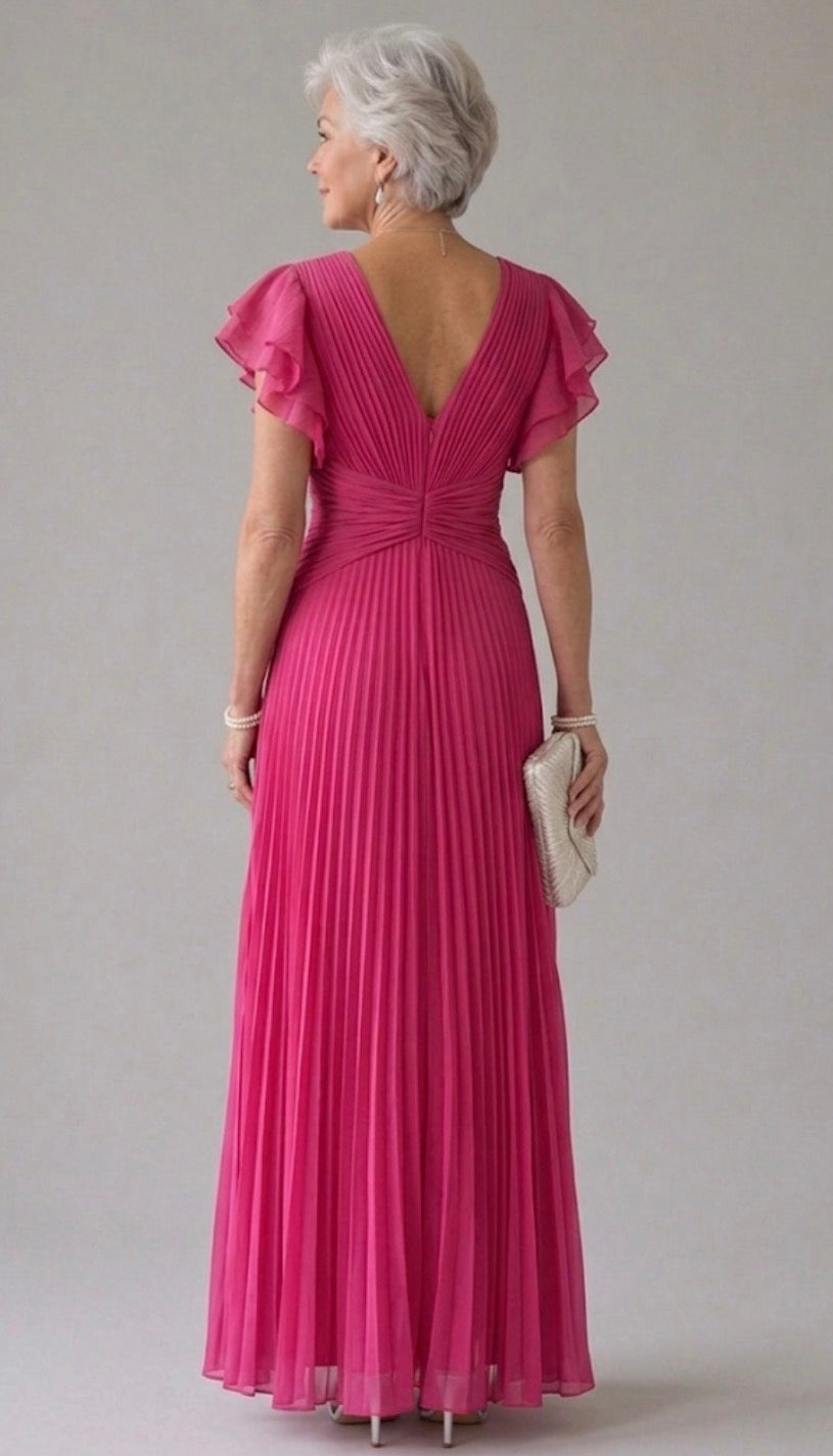 Rory Pleated Evening Dress | Elegant Pleated Formal Occasion Dress