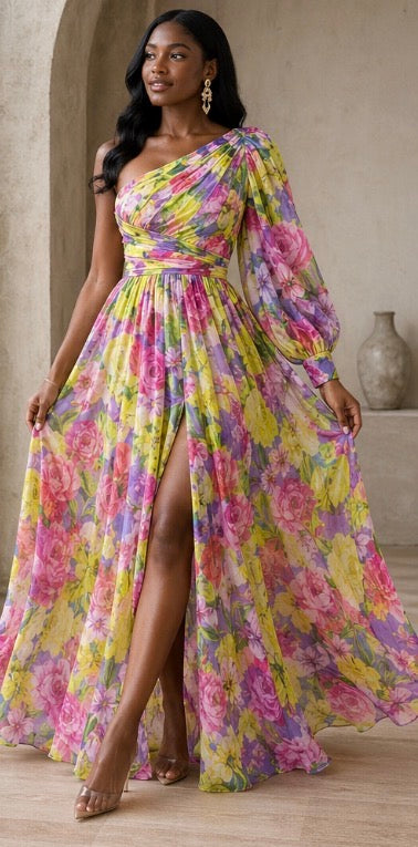 Mabel Blossom Drama Dress | Long Sleeve Maxi Dress