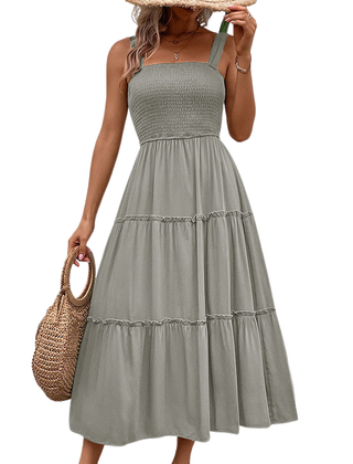 Shirred sundress in a pastel colourway
