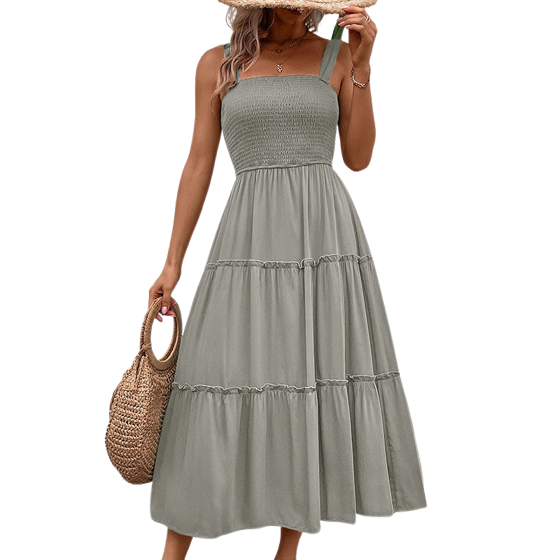 Shirred sundress in a pastel colourway