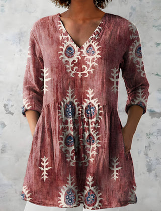 Everly long blouse with long sleeves and V-neckline