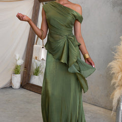 Verity metallic chiffon top and maxi skirt set