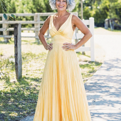 Malka Pleated V-Neck Maxi Dress