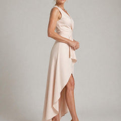 Mandy Midi Wrap Dress With V-Neck, Elegant Wrap Dress