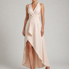 Mandy Midi Wrap Dress With V-Neck, Elegant Wrap Dress