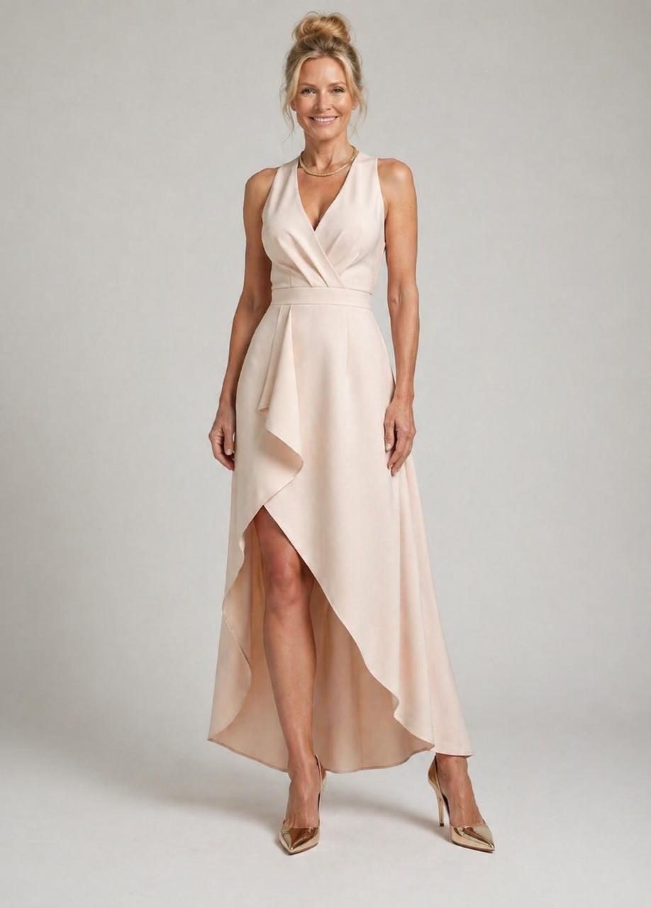 Mandy Midi Wrap Dress With V-Neck, Elegant Wrap Dress
