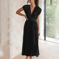 Black pleated dress full length