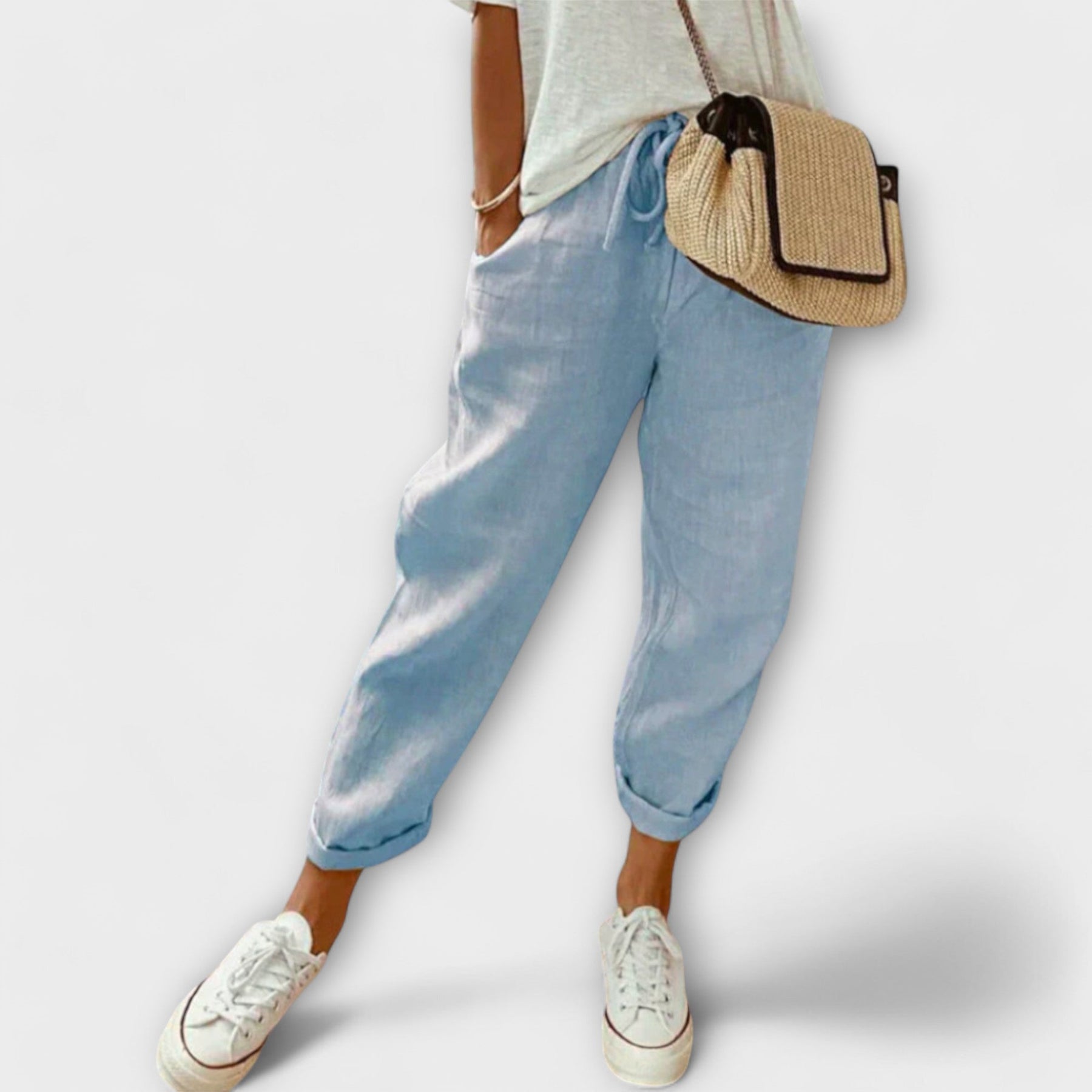 Janelle linen trousers in blue