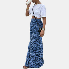 Isla high waist mesh overlay maxi skirt in blue