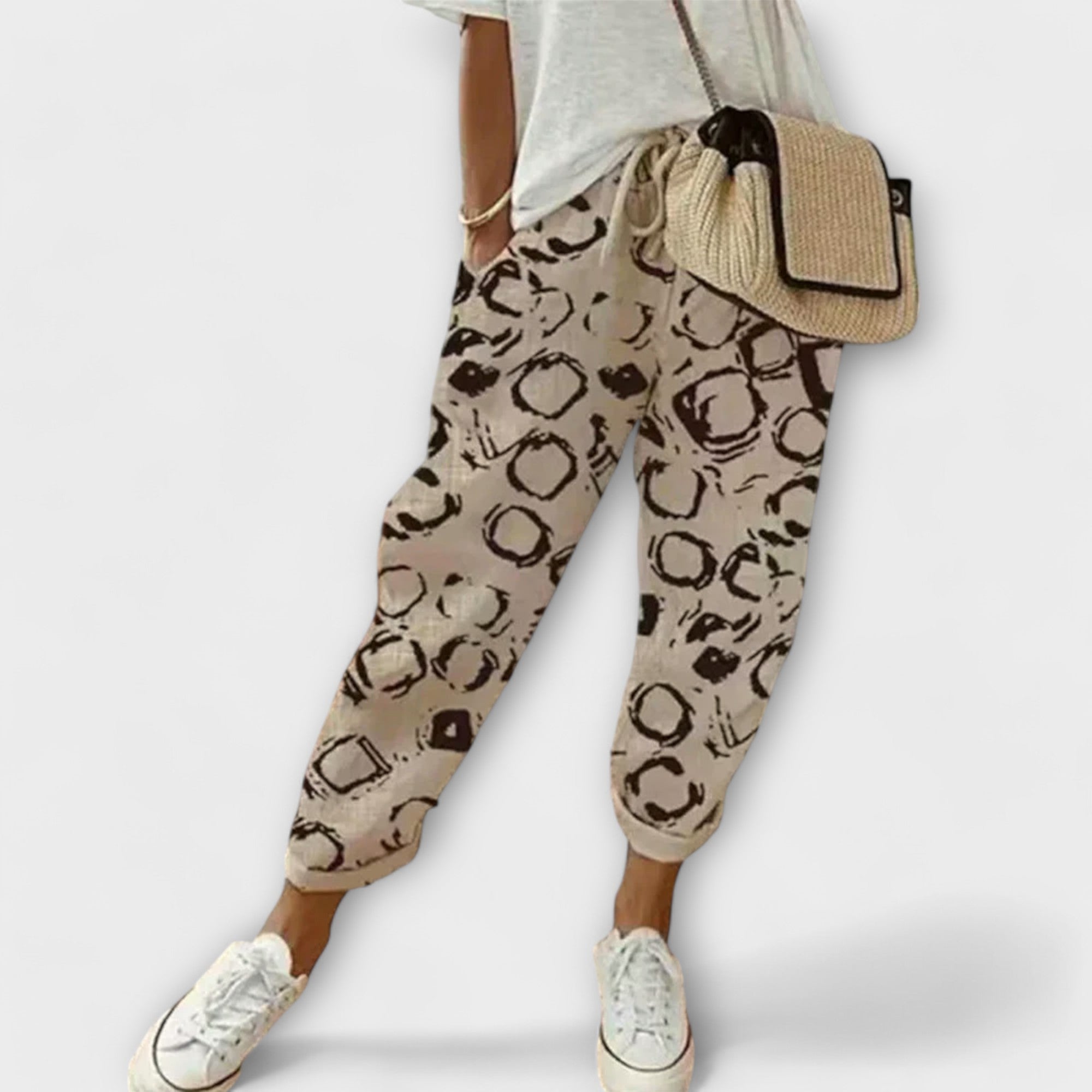 Paulina cotton linen trousers in brown