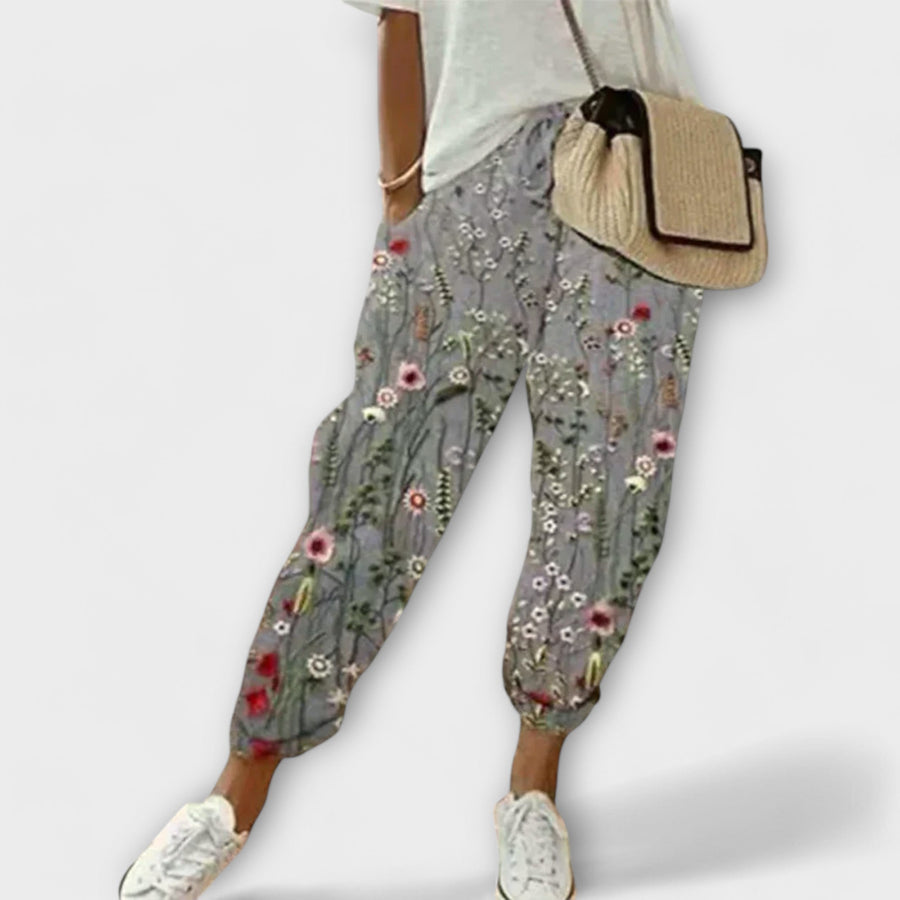 Paulina cotton linen trousers in grey
