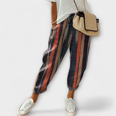 Paulina cotton linen trousers in blue