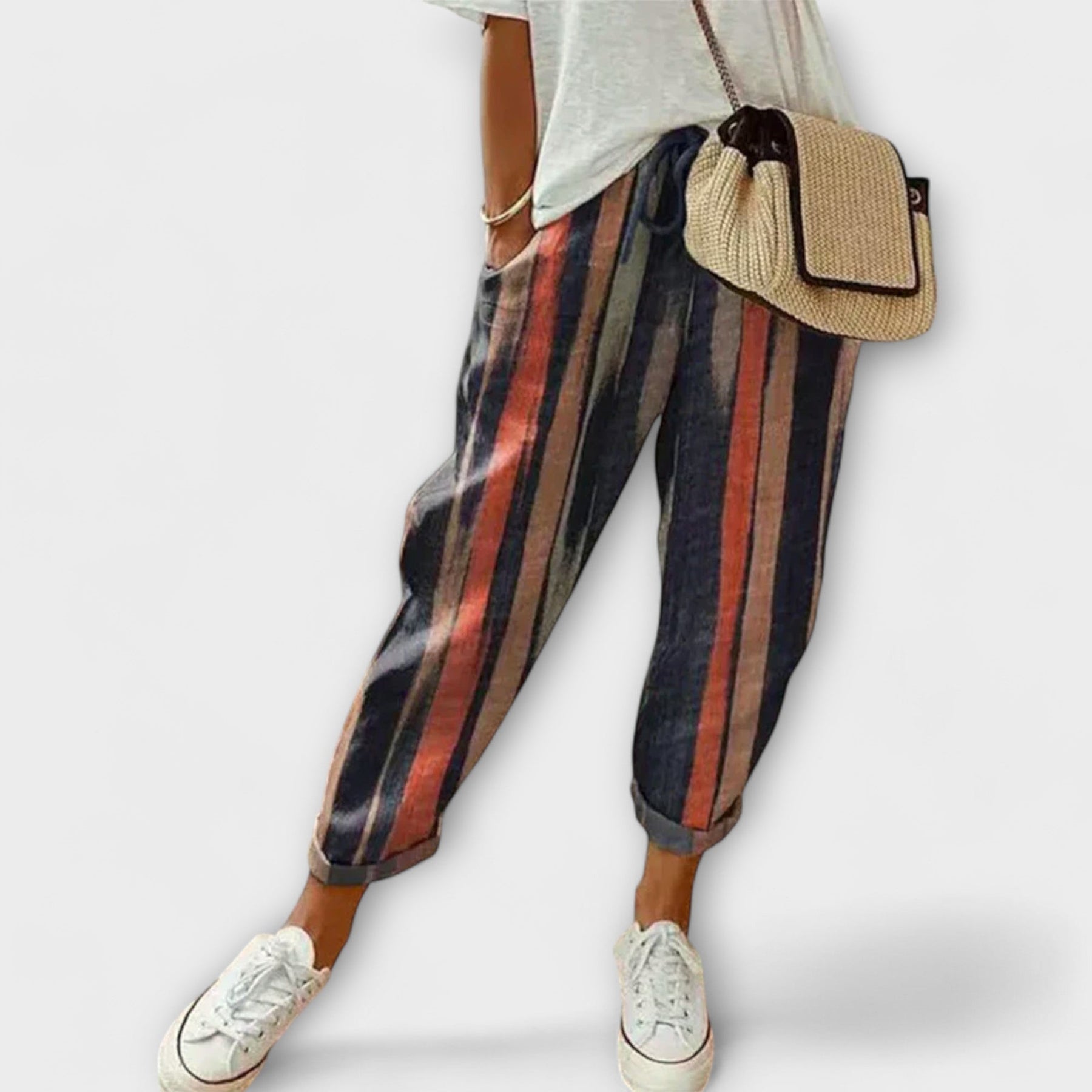 Paulina cotton linen trousers in blue