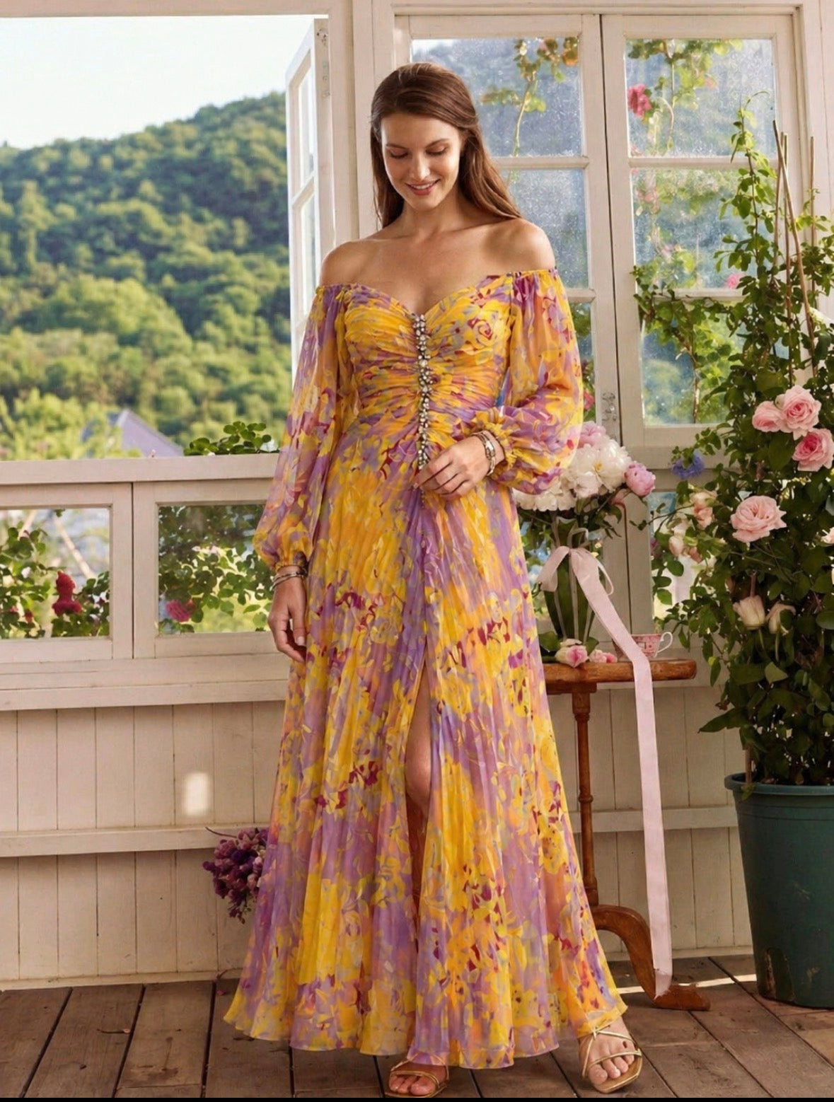 Kristine Elegant Dress With V-Neck