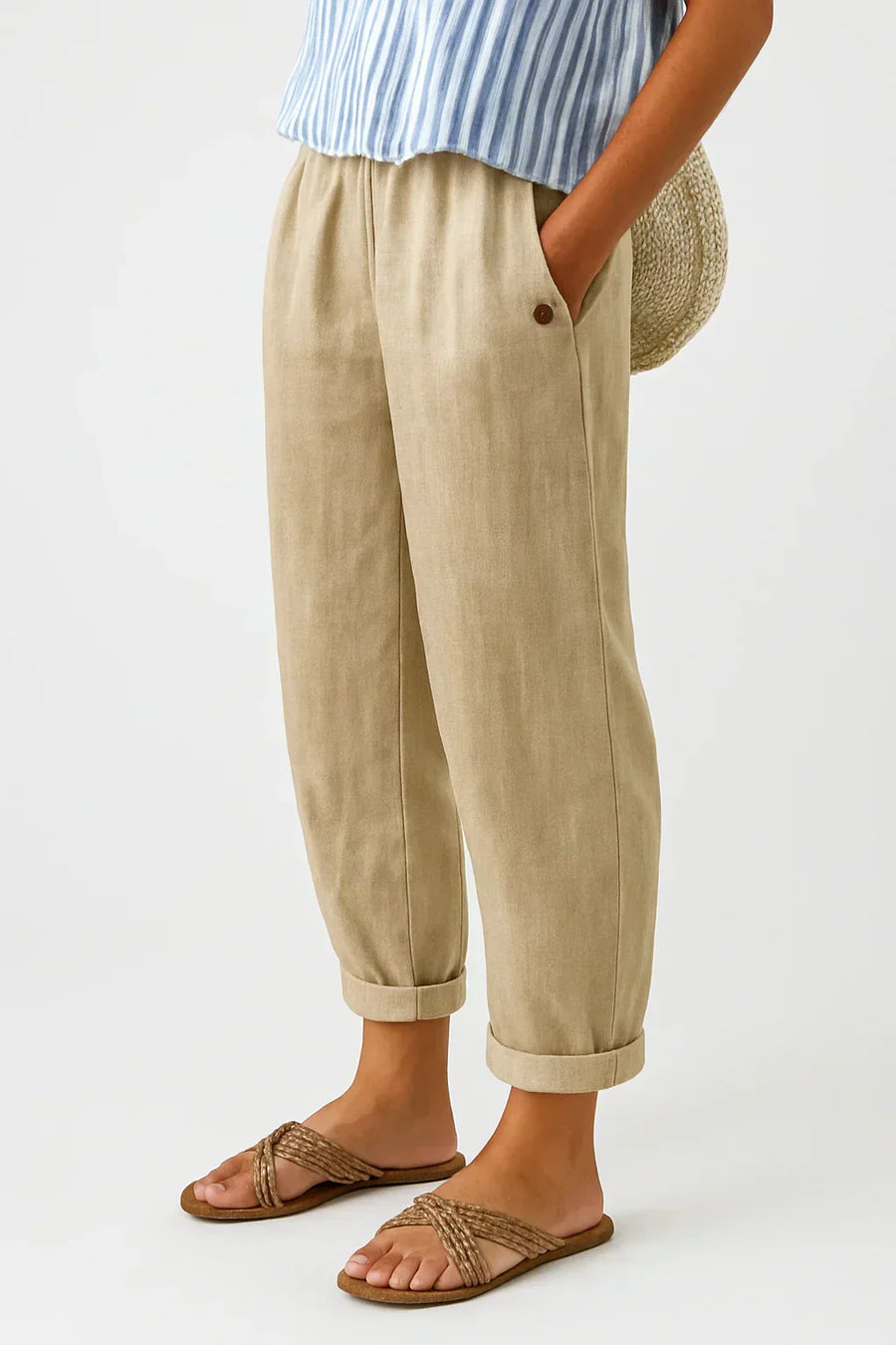 Jemma linen cotton trousers front view