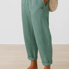 Jemma trousers elastic waistband close up