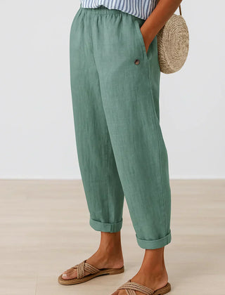 Jemma trousers elastic waistband close up