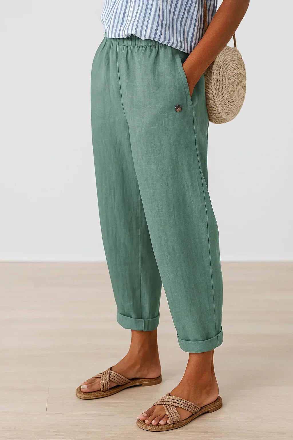 Jemma trousers elastic waistband close up