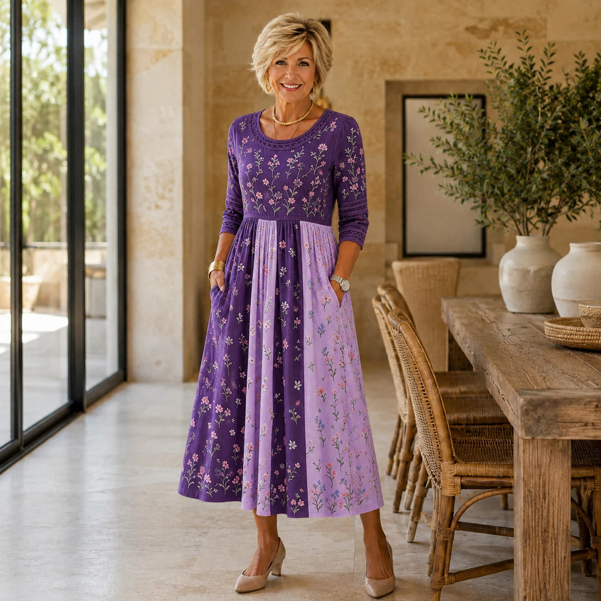 Leonie Wildflower Panel Midi Dress