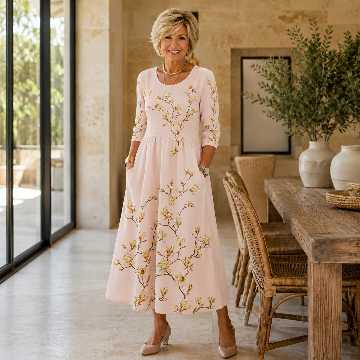 Winona Magnolia Bloom Pocket Midi Dress