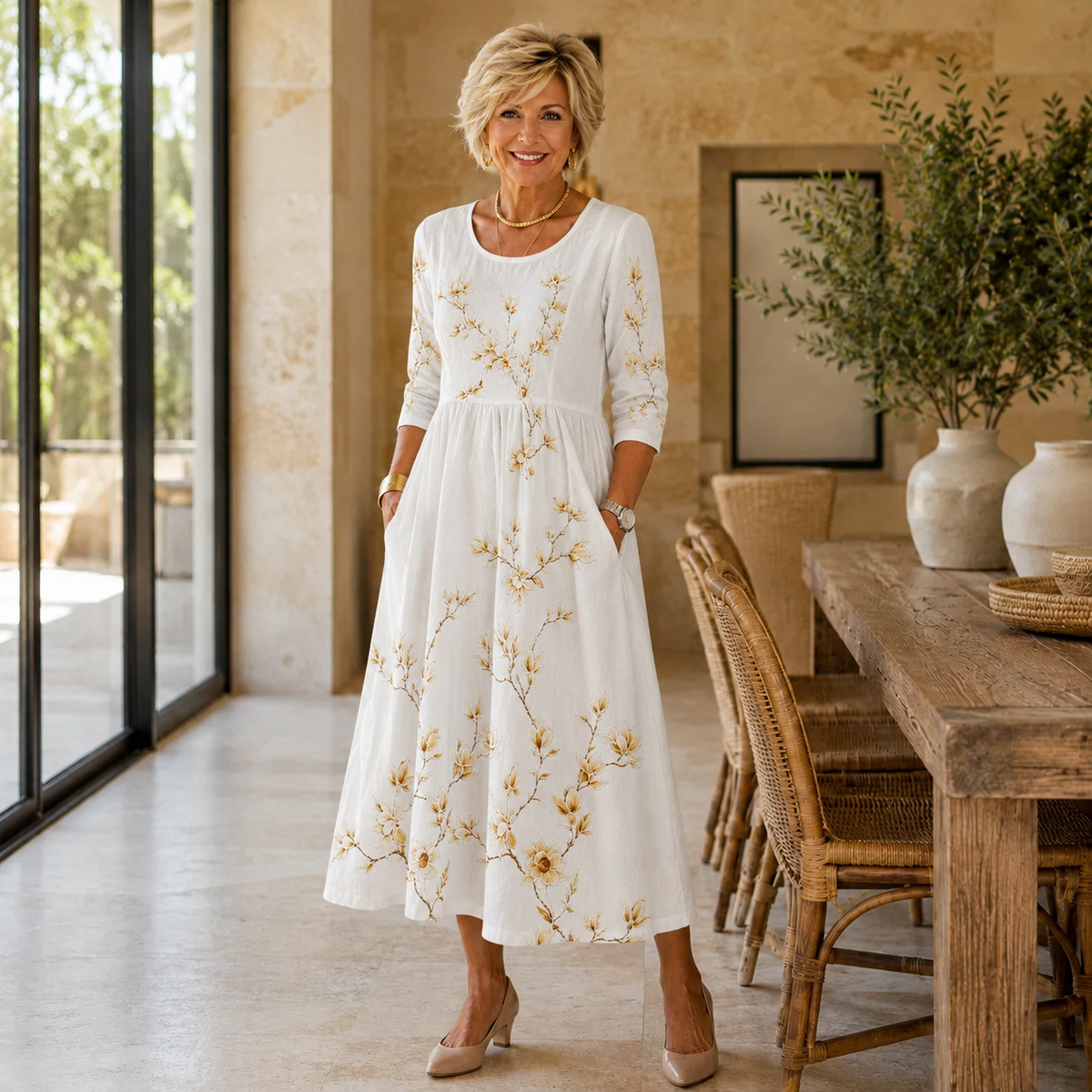 Ottoline Blossom Grace Pocket Midi Dress