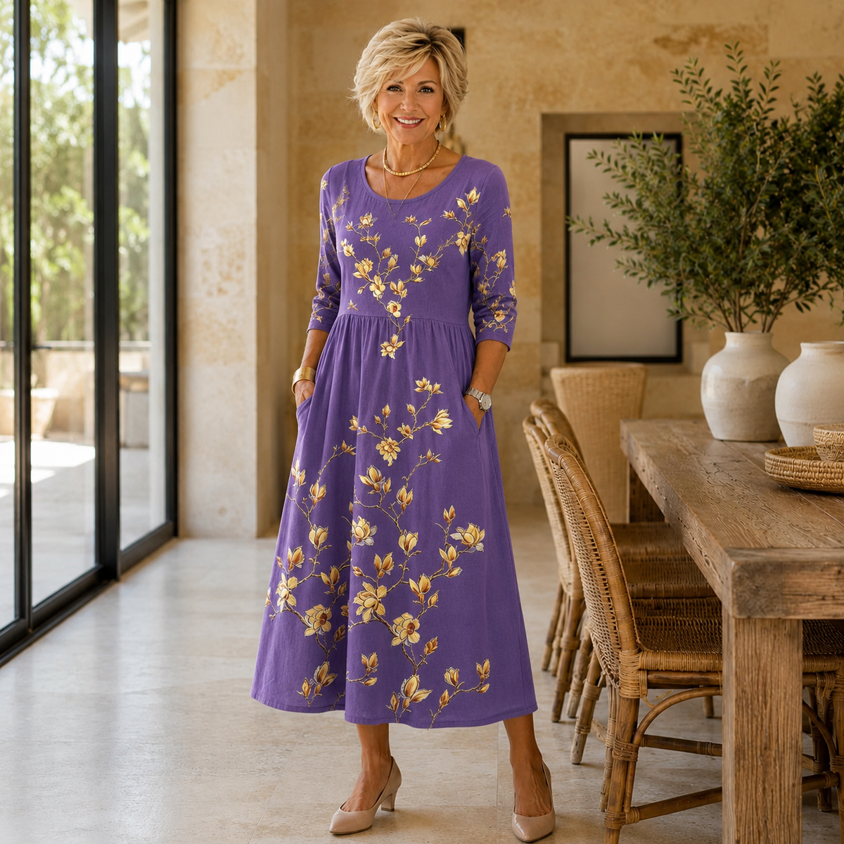 Georgiana Magnolia Charm Pocket Midi Dress