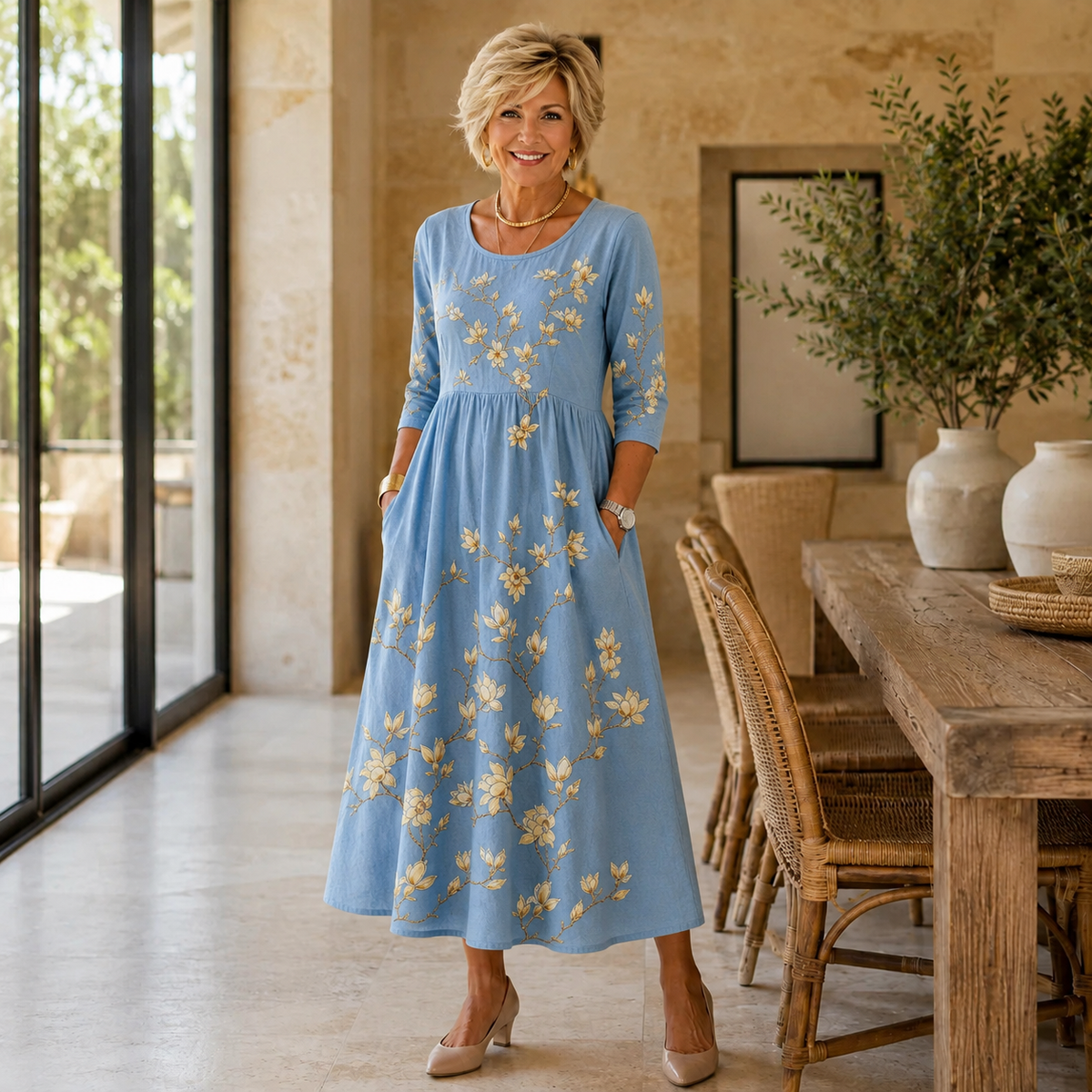 Celestia Meadow Pocket Midi Dress