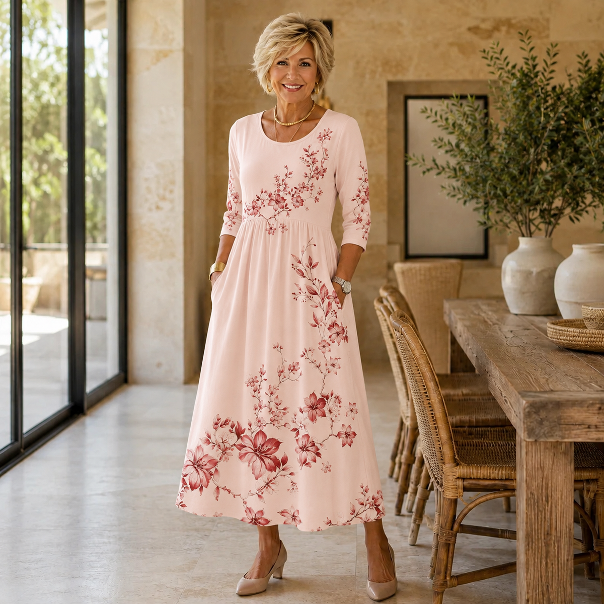 Florence Garden Charm Pocket Midi Dress