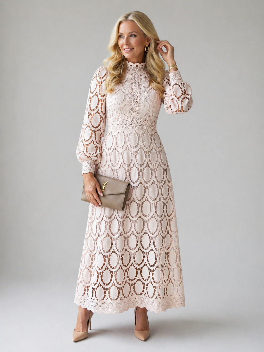 Eloah Lace Midi Dress, Elegant Lace Dress for Special Occasions