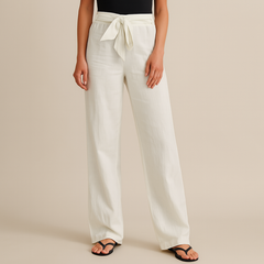 Sloan linen pants styled for a summer evening